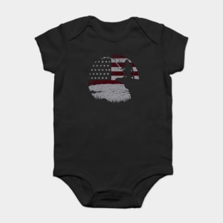 Bigfoot Fishing American Flag Baby Bodysuit